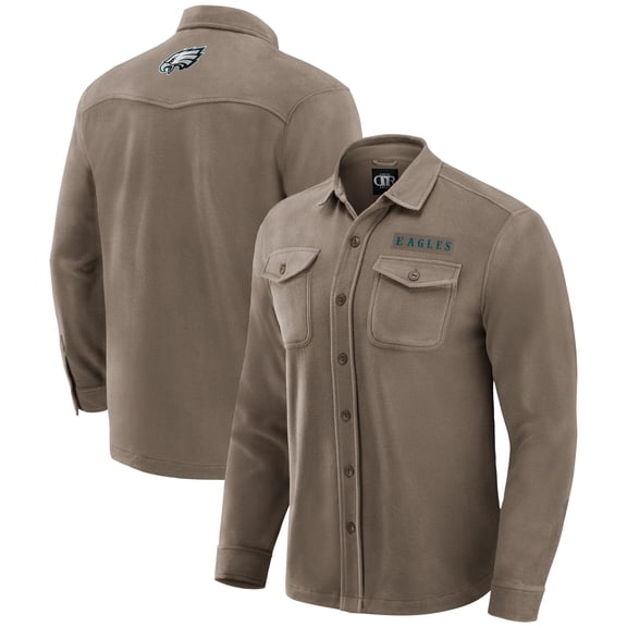 Men's Darius Rucker Collection by Fanatics Tan Philadelphia Eagles Polar Fleece Cozy Button-Up Shirt