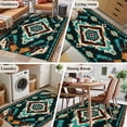 thumbnail image 6 of 2.7x5 Area Rugs, Southwestern Green Non-Skid Rubber Backing Large Rectangle Rugs - Living Room Bedroom Home Office, Boho Vintage Ethnic Geometric Indoor Floor Mat Carpets Washable Rug, 6 of 9