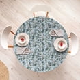 thumbnail image 4 of Ambesonne Bird Print Fitted Round Tablecloth, Vintage Storks Peony Art, 56"- 60" Diameter, Pale Purpleblue Soft Blue, 4 of 5