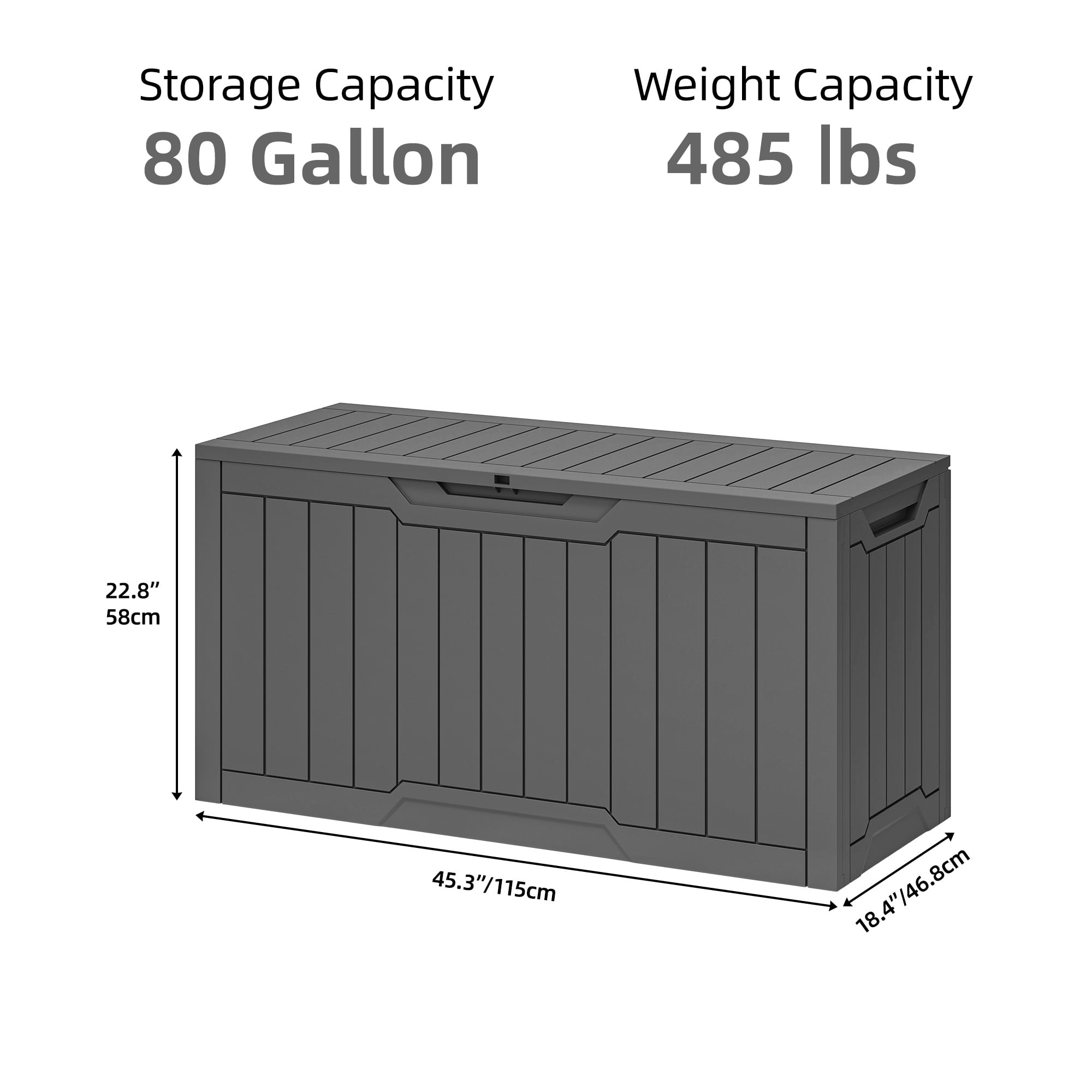 Uforic 80 Gallon Outdoor Resin Deck Box, Weather Resistant & Lockable Storage Container for Indoor Outdoor Patio, Garden, and Home Essentials,Dark Gray