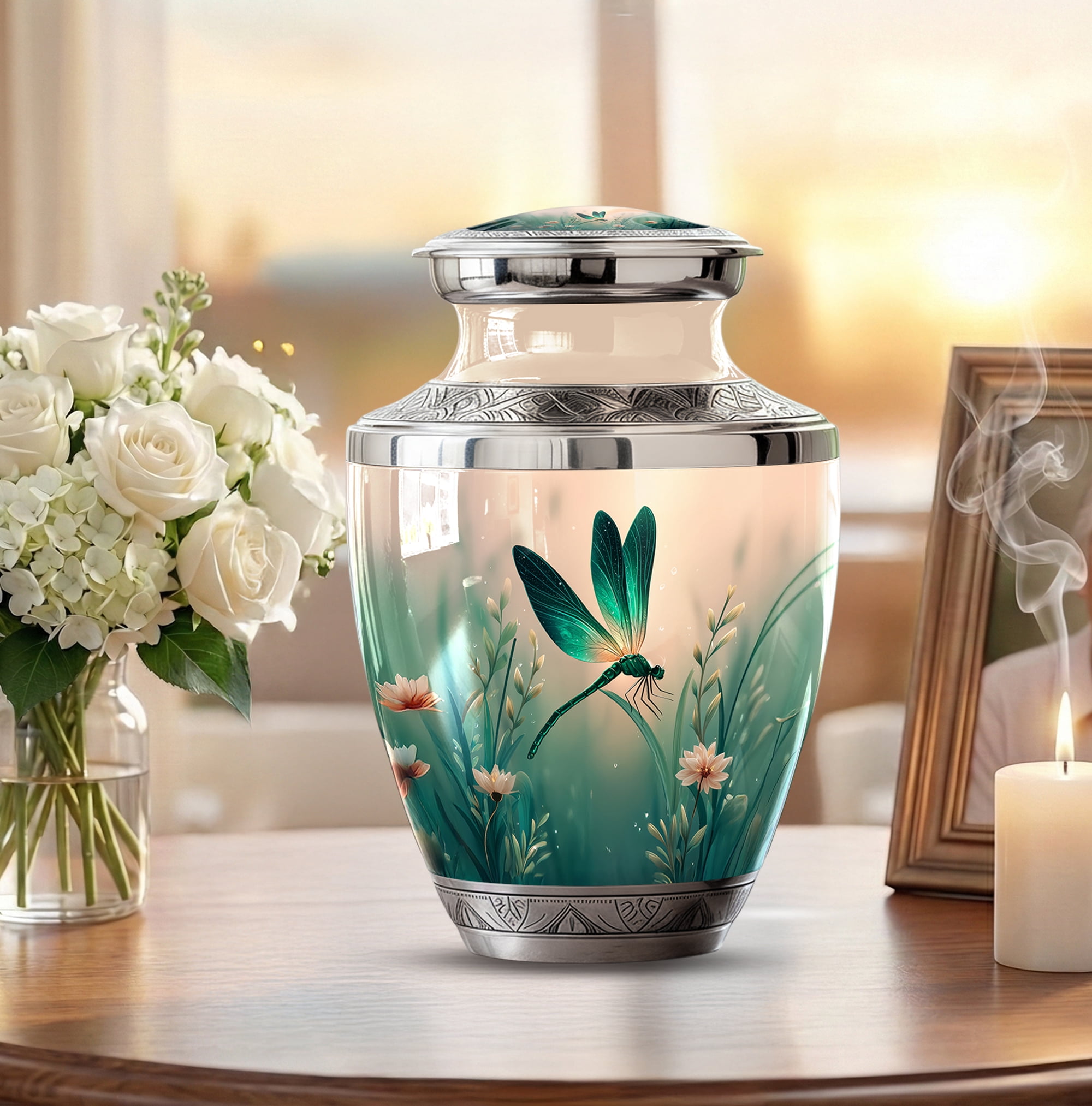 Dragonfly Urn for Ashes for Men - Large Funeral Urns for Adult Female - 10 Inch Decorative Urns for Women - Dragonfly Cremation Urn for Male Dad