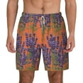 thumbnail image 2 of Picia Lavender Flowers pattern Mens Swim Trunks with Compression Liner Stretch Beach Shorts Quick Dry with Zipper Pockets No-Chafing Board Shorts-X-Large, 2 of 9