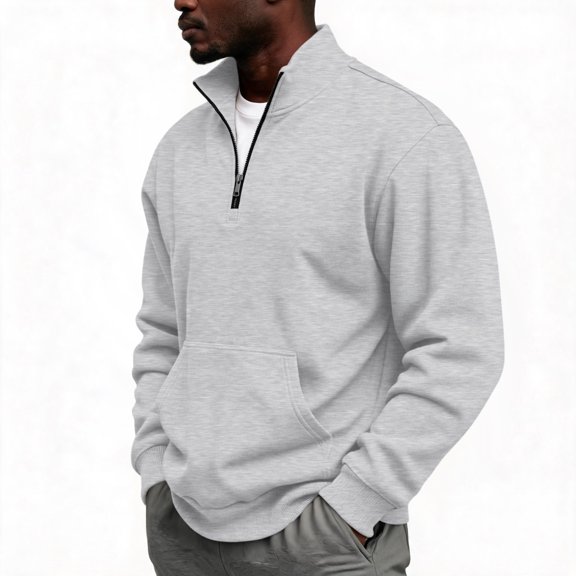 Mens Quarter Zip Pullover Long Sleeve Fall Sweatshirt with Kangaroo Pocket Sporty Hiking Outdoor Tops