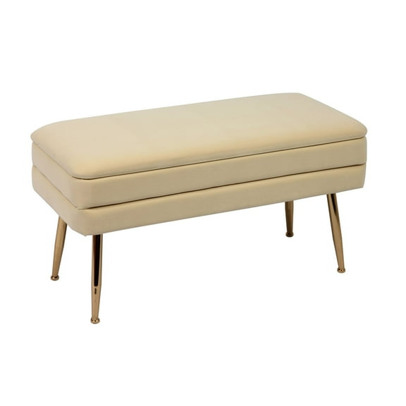 Ziva Storage Blush Velvet Bench TOV Furniture