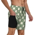 thumbnail image 2 of Fotbe Daisy Plaid Green Men’s Swim Trunks Quick Dry Swim Shorts Board Shorts with Mesh Lining-Large, 2 of 9