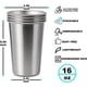 thumbnail image 1 of Xiao Hua Paquete de 4 vasos de agua de acero inoxidable de 500 ml. Resistentes y apilables. Vaso metálico para beber, copa de vino, color plateado., 1 of 4