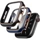 thumbnail image 1 of 2 Pack Cases Compatible with Apple Watch Case 40mm SE/Series 6/5/4 Built in Tempered Glass Screen Protector Ultra-Thin Bumper Full Coverage iWatch Protective Cover for Women Men (Black/Blue), 1 of 5