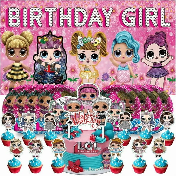 LOL Plates Birthday Supplies Decorations Decor Backdrop Banner Cake Topper Fans