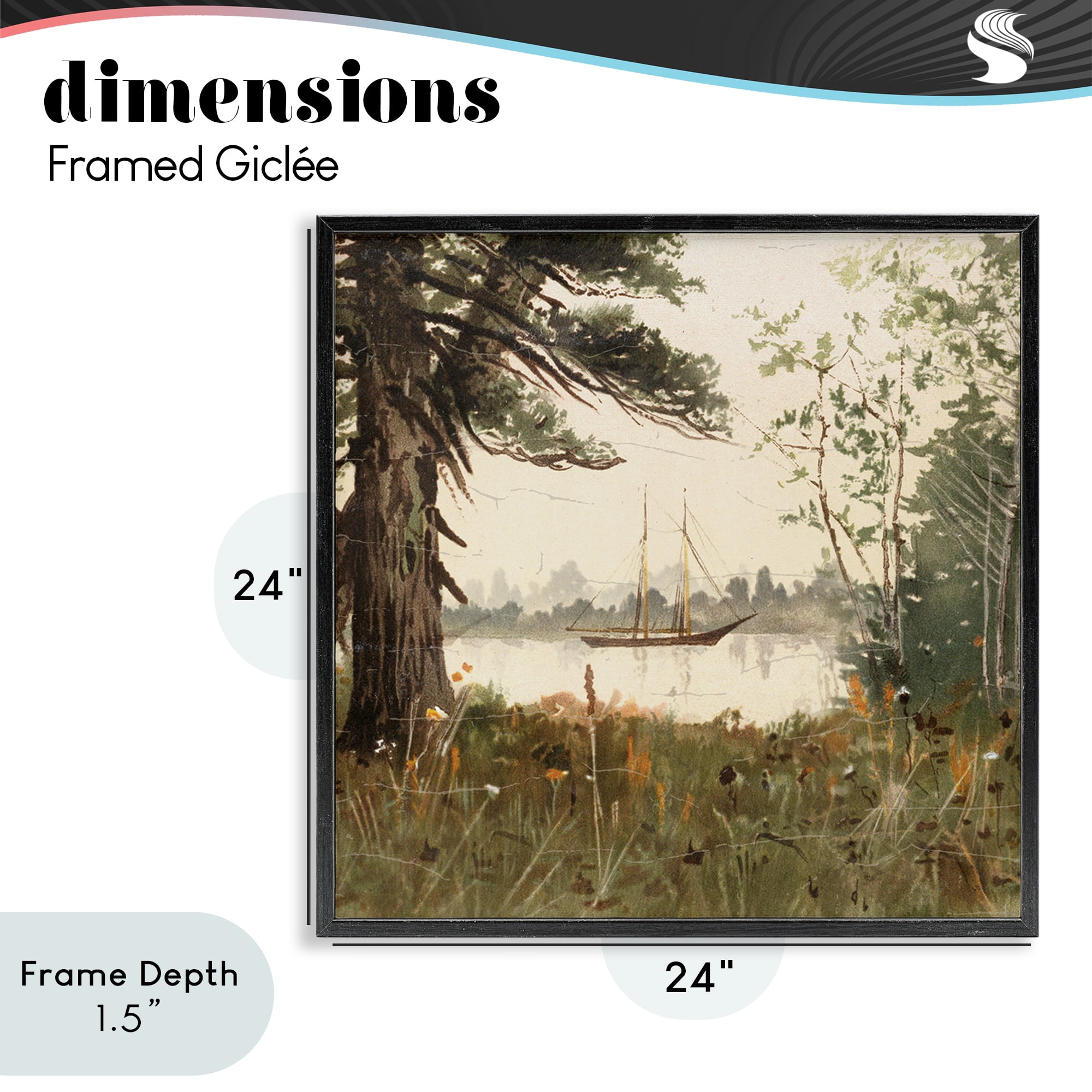 Stupell Industries Boating View Through Trees Black Framed Giclee Art, design by Lula Bijoux & co.