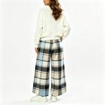 thumbnail image 3 of Women's Plaid Pajama Pants, Elastic Waist Straight Leg Lounge Sweatpants, Warm Cozy Winter Sleepwear Trousers with Pocket Light Blue L, 3 of 3