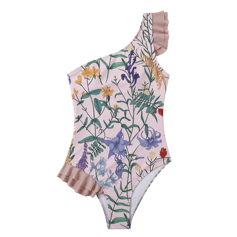 VerPetridure One Piece Bathing Suits for Women Full Coverage Women's French  Retro One Piece Swimsuit Female Belly Cover Slimming Swimsuit Floral Print  (with Chest Pad No Steel Bracket) 