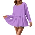 thumbnail image 5 of JJHGVB Lightweight Sweatshirts for Women Casual Boho Spring Trendy Dress Shirts Comfort Summer Business Work Tops Business Casual Tops for Women Casual Basic Tee Dressy Casual Soft Purple 2XL, 5 of 9