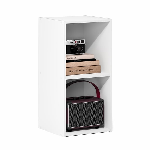 Furinno LUDER 2-Cube Bookcase with Open Storage Shelves, 11.6 x 12.2 x 24 Inches, White