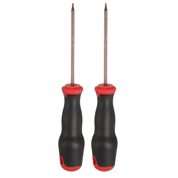 Uxcell 2pcs T6 Torx Screwdriver 6.3" Magnetic Screwdrivers 3.35" Heat-Treated S2 Alloy Steel with Ergonomic Handle for DIY Repairing, Red Brown