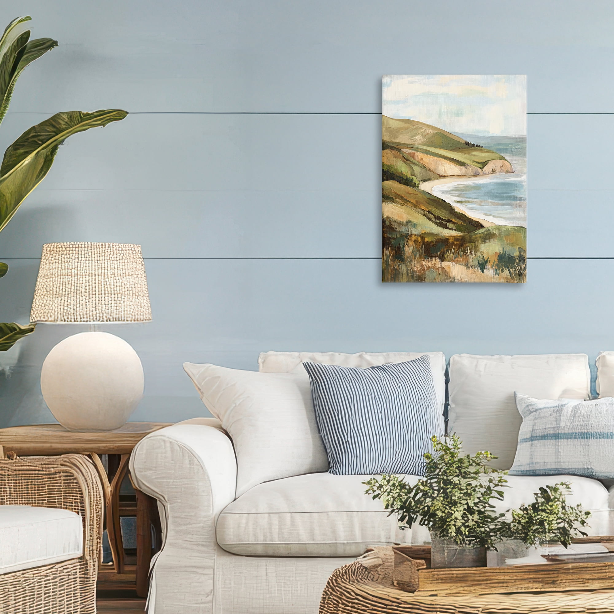 Stupell Industries Painted Cliffside By The Sea Canvas Wall Art, design by Petal Prints Design