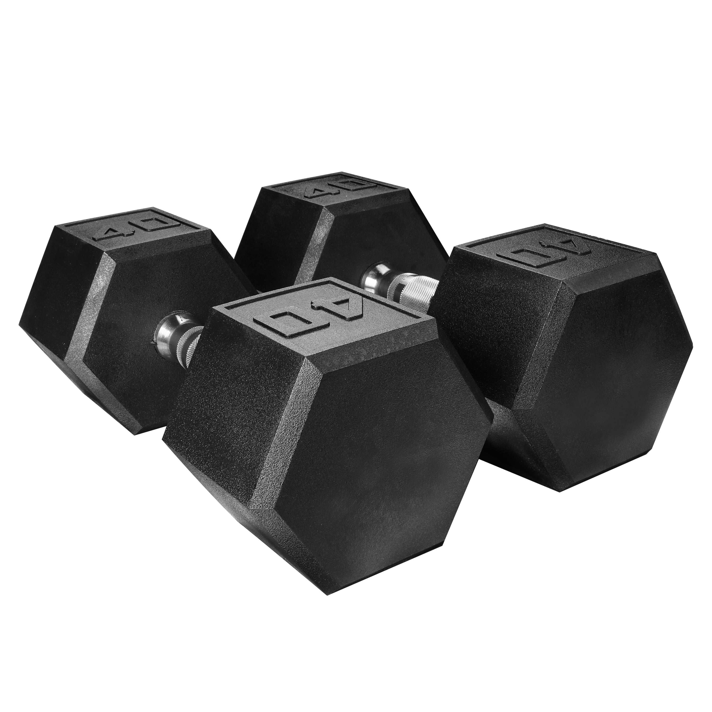 Athletic Works 40 lb Hex Dumbbell, Single Weight, Black