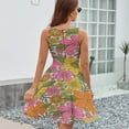 thumbnail image 6 of Retro 70s Hippie Flower Dress Fashion Beach Long Dresses Female Party Printed Sundress, 6 of 7