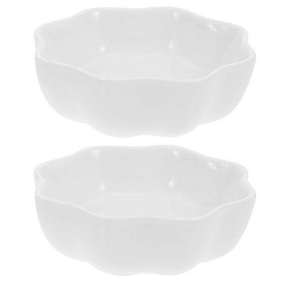 Beaupretty 2Pcs Ceramic Chinchilla Feeding Bowl White Household Hamster Supply Bowl