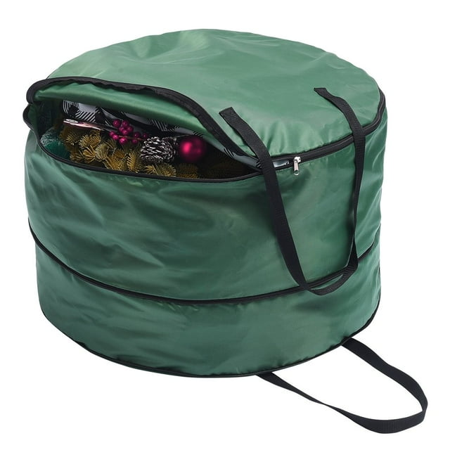 MesaSe Wreath Storage Container Christmas Hanging Wreath Storage Bag Festive Wreath Storage Box with Dual Zippers and Handles for