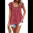 thumbnail image 2 of Blusas Tipo Túnica de Verano para Mujer, Blusas Informales Elegantes, Holgadas, de Corta. Rojo S, 2 of 10
