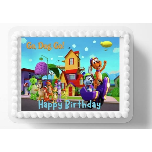 Go Dogs Go Edible Image Edible Birthday Cake Topper Frosting Sheet Icing Paper Cake Decoration Edible Cake Sticker Decal