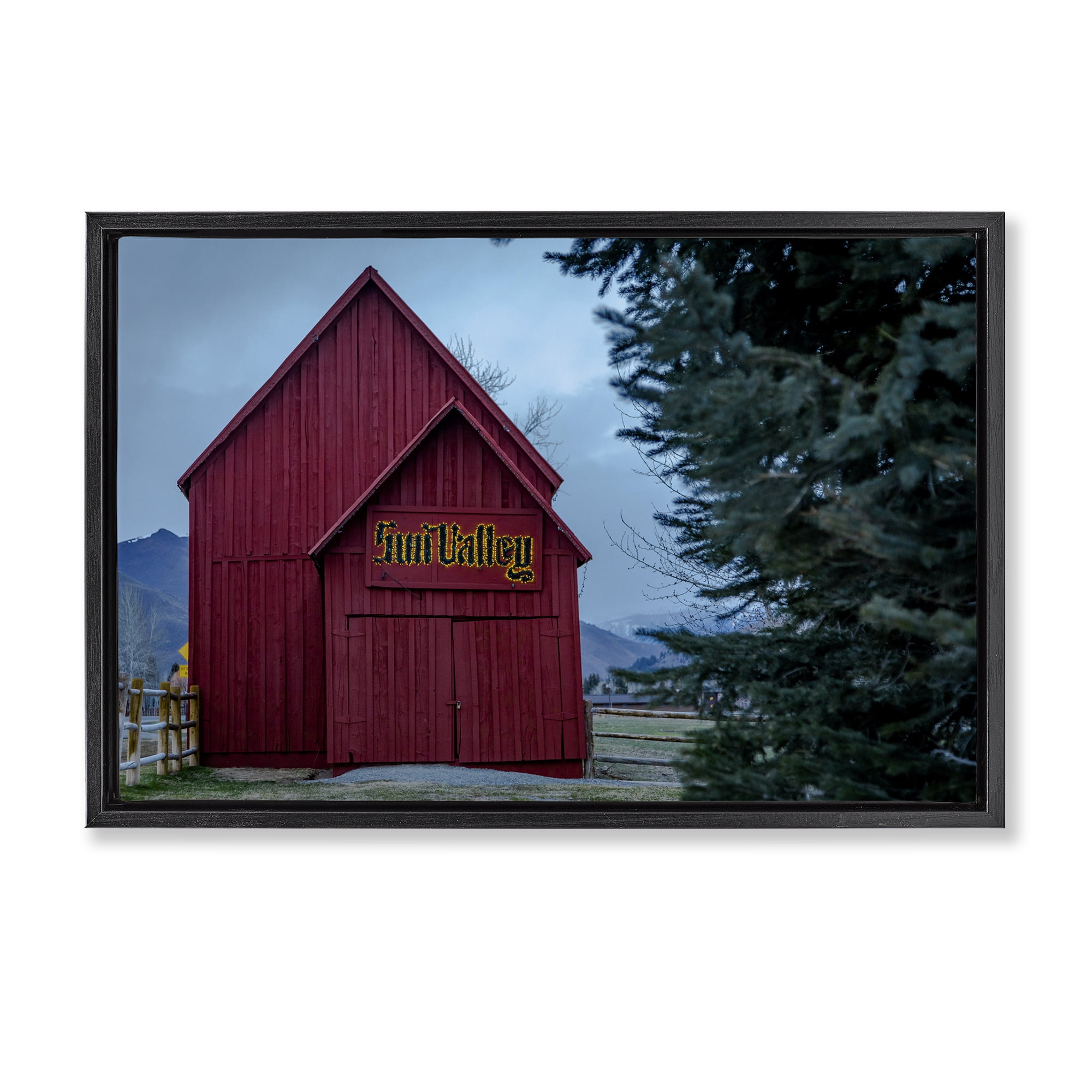 Stupell Industries Red Farm Architecture Black Framed Floater Canvas Wall Art design by Jeff Poe Photography