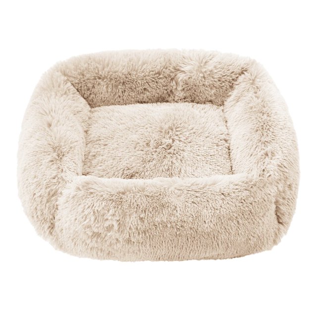 Cama calmante para perros y gatos, cojín de felpa suave y esponjoso para cachorros pequeños, medianos y grandes, para invierno