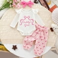 thumbnail image 2 of TOWED22 Baby Girl Clothes Long Sleeve Romper 3Pcs Baby Girl Outfits Flare Pants Set with Headband Fall Baby Girl Winter Clothes,Color: White,Size:3-6 M, 2 of 9