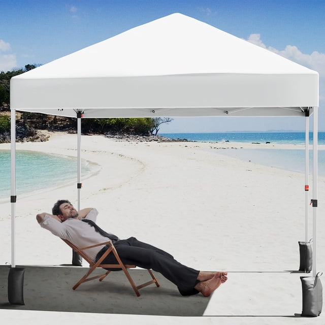 Edtara Abri Extérieur Escamotable 10x10, Tente Instantanée Robuste avec Sac à Roulettes, 4 Sacs de Sable, 4 Cordes, 8 Piquets, Idéale pour le Camping, les Événements à la Plage et les Fêtes