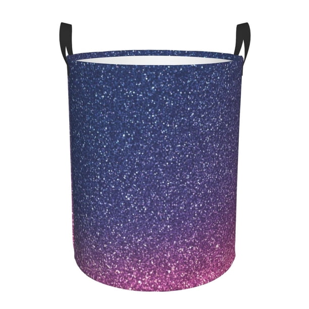 Fotbe Violet Glitter Cesto de Ropa con Asas, Cesto Impermeable de Gran Capacidad, Bolsa de Lavado para Dormitorio, Cesto de Ropa con Ruedas y Asas-Small