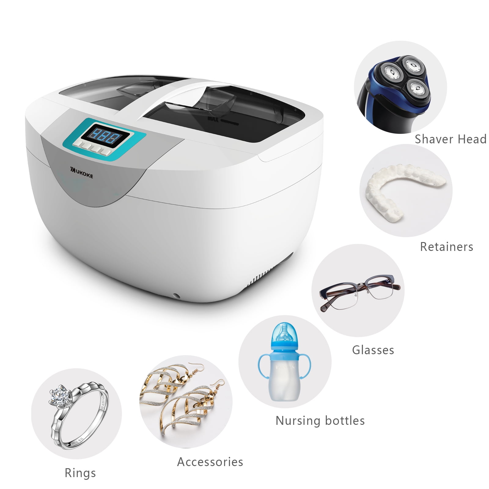 Ukoke Professional Jewelry Cleaner, Cleaning Machine, 2.5L Green