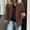 Brown, variant on Women's Brown Suede Blazer, Oversized Long-Sleeve Jacket with Flap Pockets, Casual Street & Office Wear, Vintage Brown Blazer, Loose Pocket Coat, Retro Office Layer, Dark Gray, L
