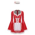 thumbnail image 3 of Alvivi Robe de Femme de Chambre Française Costume Cosplay Clubwear Bodycon Tutu avec Couvre-Chef Rouge TTG, 3 of 7