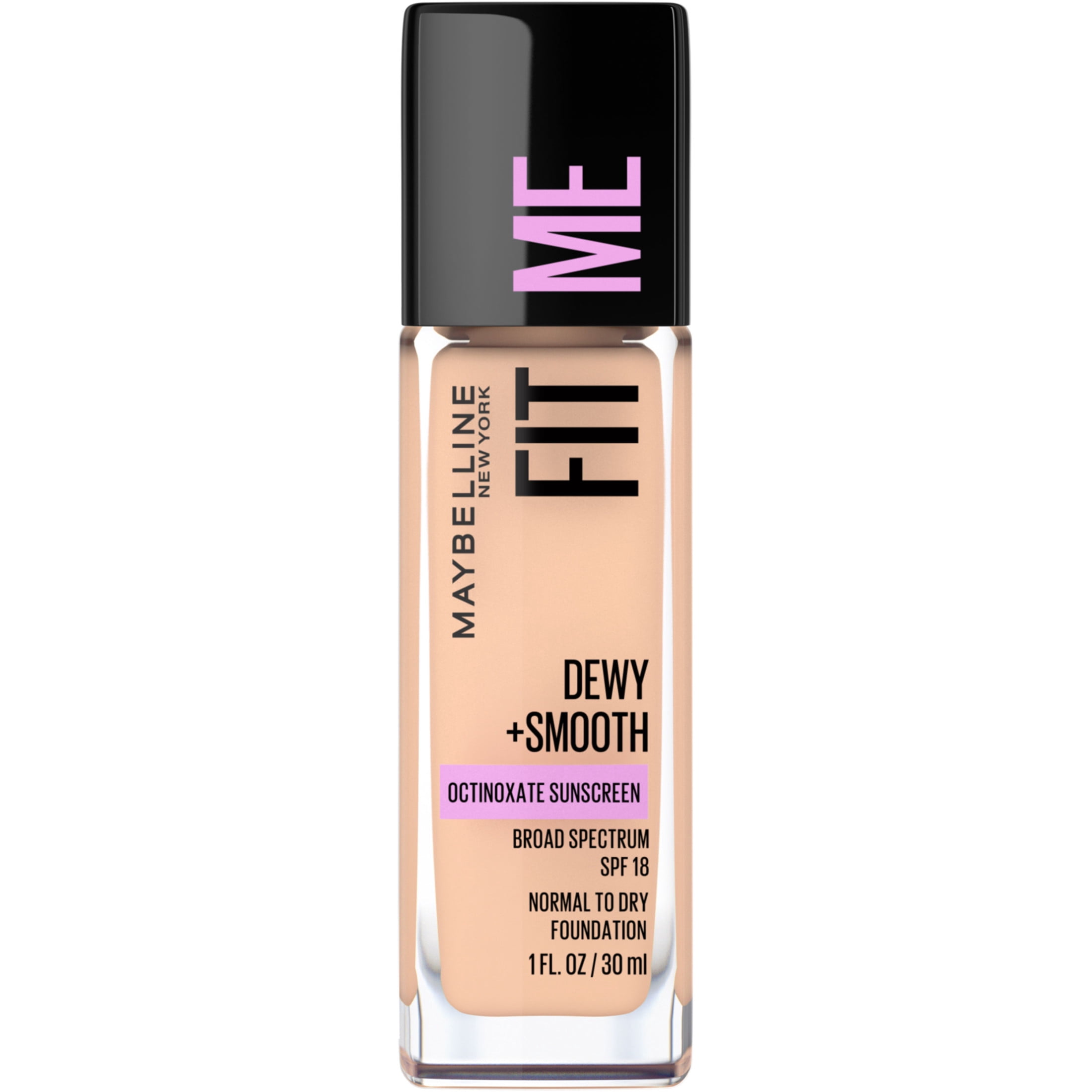 (2 pack) Maybelline Fit Me Dewy and Smooth Liquid Foundation, SPF 18, 115 Ivory, 1 fl oz