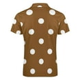 thumbnail image 5 of Brown Beige Color Dot Men Zipper T-shirt Summer Casual Short Sleeve T-shirt Top, 5 of 7