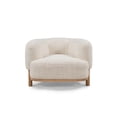 thumbnail image 2 of Benjara Kios 39 Inch Accent Chair, Soft Cream White Polyester, Natural Ash Wood, 2 of 5