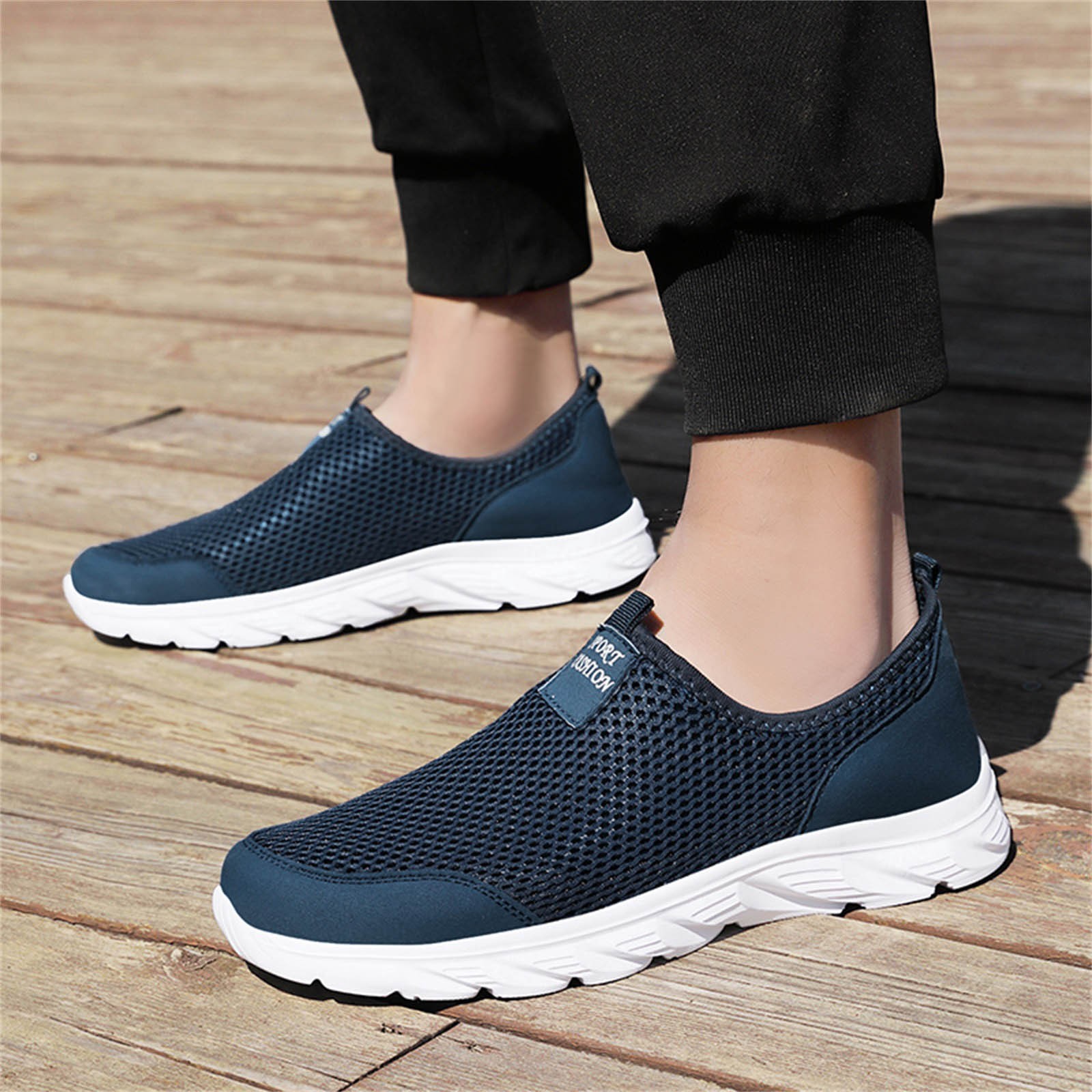CBGELRT Shoes for Men Casual Men's Sneakers Men's Tennis Shoes Men Shoes Summer Lightweight Breathable Casual Shoes Single Mesh Sneakers Casual Running Shoes Male Blue 42 - image 2 of 5