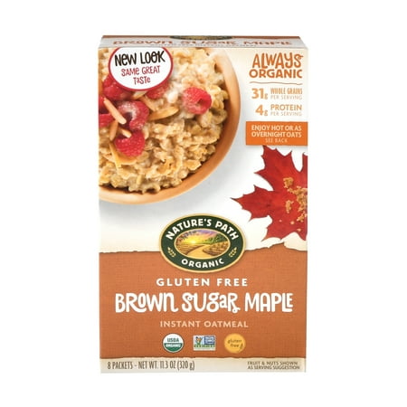 - Nature's Path Brown Sugar Maple Instant Oatmeal, Organic Gluten Free Hot Cereal, 8 Packets