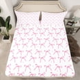 thumbnail image 2 of Manfei Cute Bowknot Bed Sheets Set Twin Size,Bowtie Bowknot Bedding Sets Twin Size,Pink White Bow Bed Sheets Twin For Girl,Super Cozy Room Decoration,3 Pieces, 2 of 7