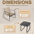thumbnail image 3 of SUNCROWN 3-Piece Outdoor Rocking Bistro Set, Outdoor Furniture Set with Patio Rocking Chairs, and Glass-Top Table, Small Conversation Set of 3 for Porch, Lawn, Garden, Yard, Balcony, Poolside, Brown, 3 of 9