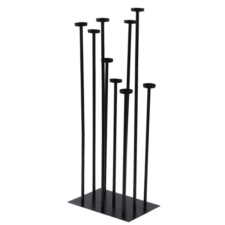 MIDUO 9 Pcs Standing Tall Candle Holder Floor Iron Black Candlestick Set  for Wedding Party 
