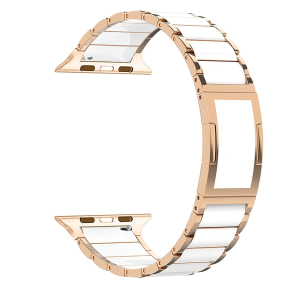 MaKTech Stainless Steel Band with Ceramic-Like Finish for Apple Watch, 3-Piece Tapered Quick-Release Metal Bracelet for iWatch Series 11/10/9/8/7,Ultra 3/2,SE 3 [2025] (46mm/45mm/44mm/49mm,Rose Gold)