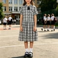 thumbnail image 5 of Antinious Girls Check Collar Short Sleeve School Uniform Casual Trendy Wear Dress, 5 of 5