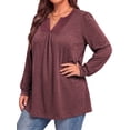 thumbnail image 3 of WellSize Plus Size Womens Tops Lace Long Sleeve Shirts for Women Casual V Neck Fall Tunic Blouses, 3 of 8