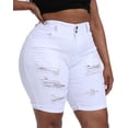 thumbnail image 4 of Gocolloa Womens Plus Size Jean Shorts Stretchy High Waisted Ripped Roll Hem Denim Bermuda Shorts 10" Inseam White 20W, 4 of 5