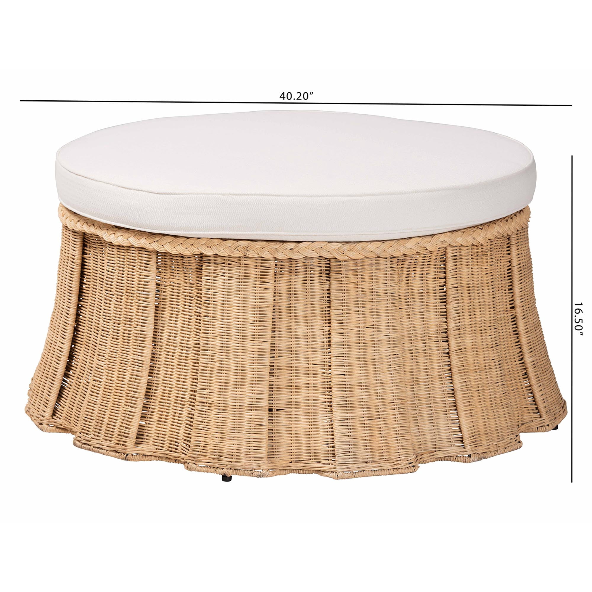 bali & pari Ying Boho Ottoman, Large, Natural Brown