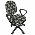 thumbnail image 1 of Geometric Office Chair Slipcover, Modernistic Repeating Triangular Pattern with Half Tone Dots Print, Protective Stretch Decorative Fabric Cover, Standard Size, Charcoal Grey and Ivory, by Ambesonne, 1 of 5