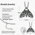 thumbnail image 3 of Bestyle Death Head Moth Pendant Necklace for Men Stainless Steel Skull Butterfly Necklace Gothic Punk Jewelry Halloween Party, 3 of 8