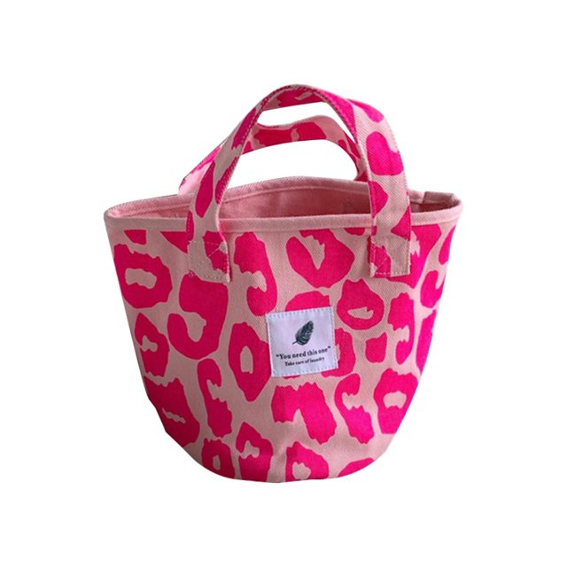 Bolso Con Leopardo Lona Mano Gran Capacidad para Mujer Compras Versátil Rosa