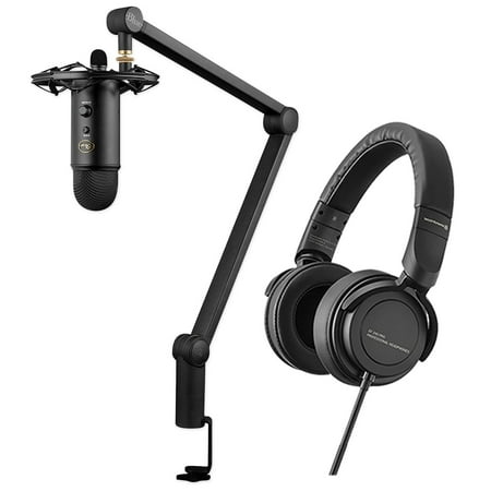 Blue Yeticaster Studio Podcasting Microphone+Beyerdynamic DT 240 Headphones+Boom
